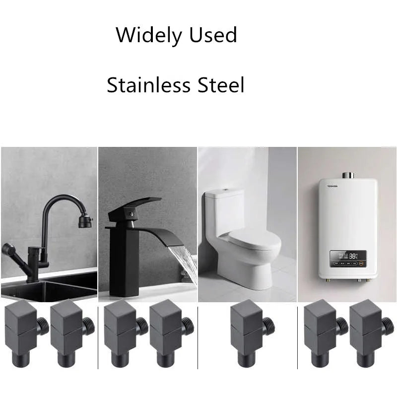 DecorBites™ Brus Gold Corner Valve, Stainless Steel Black Angle Valve for Bathroom Tap