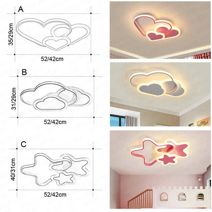 DecorBites™ Kids Room LED Ceiling Light: Modern, Creative, White & Pink Pentagram Lamps