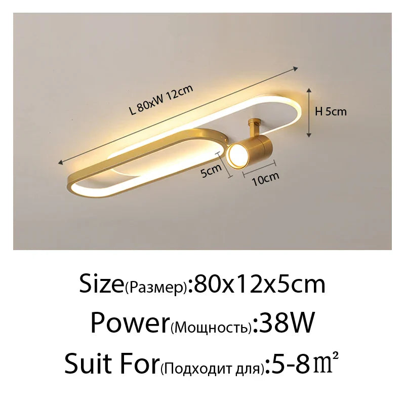 DecorBites™ Acrylic LED Chandelier with Spotlights, Black/Gold, Living Room Bedroom Lighting