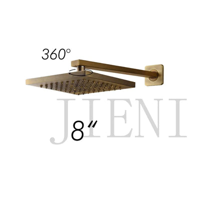 مجموعة صنبور دش مطري دائري من نحاس عتيق من DecorBites™ مثبت على الحائط مع مقبضين