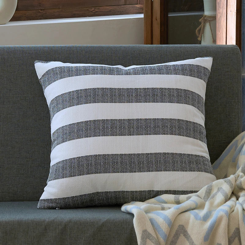DecorBites™ Linen Stripe Cushion Cover - 45x45cm & 30x50cm Home Decor for Living Room