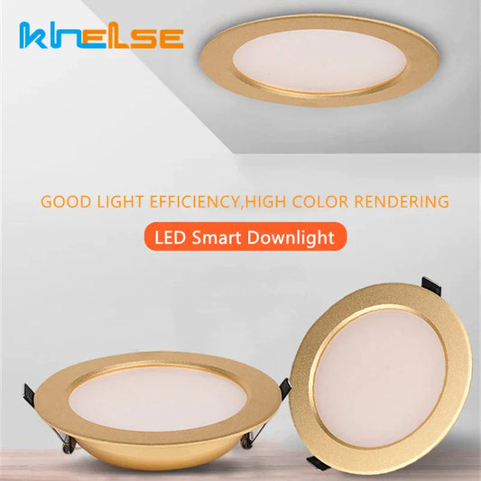 DecorBites™ 5W/7W Gold LED Ceiling Downlight: Ultra-thin Luxury Spot Lighting for Home, Bathroom, Bedroom