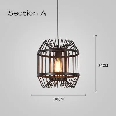 DecorBites™ Cage Light Frame Pendant Industrial Single Head Black Nordic Creative Fixture