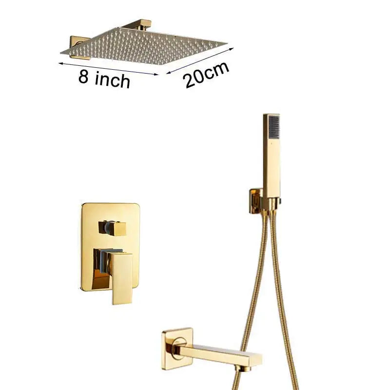 DecorBites™ Gold Rain Shower Bath Faucet Wall Mounted Shower Set