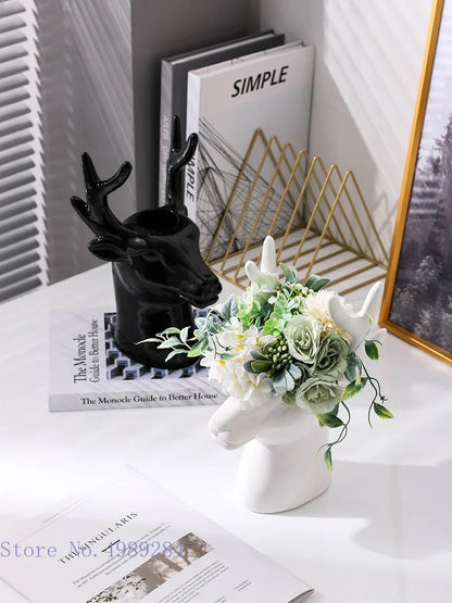 DecorBites™ Deer Head Ceramic Vase - Home Decor Animal Head Flower Vase