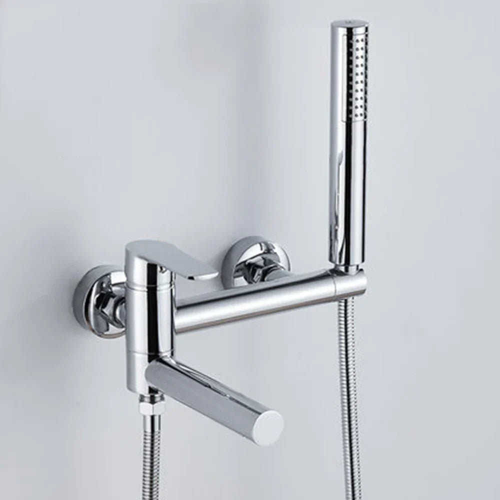 Grifo de bañera Decorbites™ de oro con caño giratorio para bañera y conjunto de ducha completo.