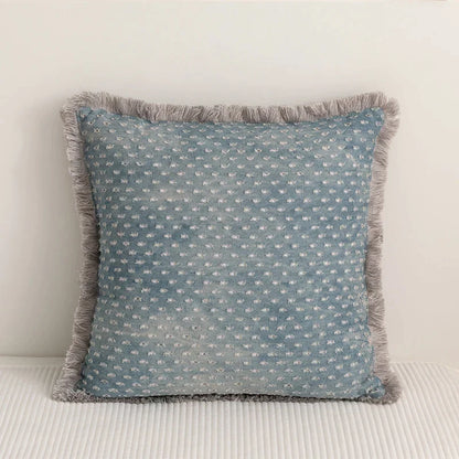 DecorBites™ Denim Fringed Cushion Cover 45x45cm Square for Home Sofa Bed Decoration