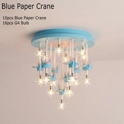 ديكوربايتس™ مصباح سقف للأطفال على شكل حصان ورقي من الراتنج - مصباح غرفة نوم LED أزرق وردي