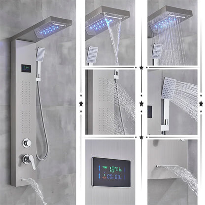 DecorBites™ LED Rainfall Shower Panel Set with Temperature Screen and Hand Sprayer