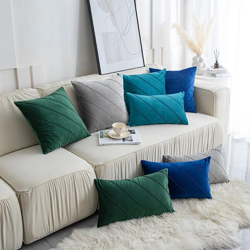 DecorBites™ Hand Pleat Embroidered Cushions 30x50/45x45cm Beige Pink Nordic Style Pillowcase