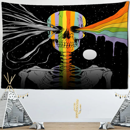 Nordic Skull Astronaut Tapestry Moon Star Wall Hanging Blanket Decobites