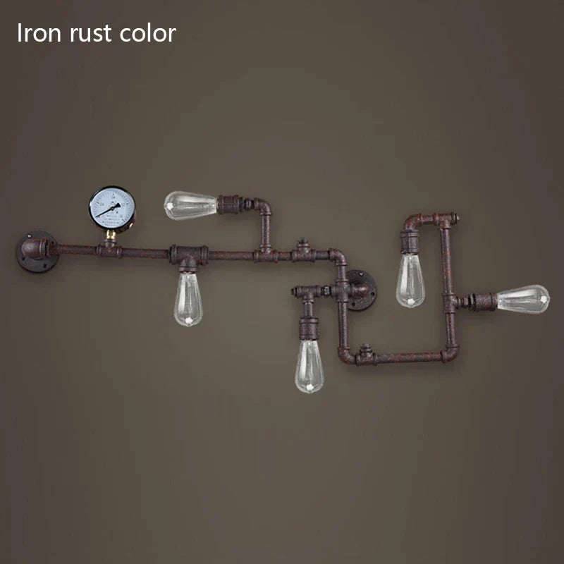 Decorbites™ Luces de Pared para Tuberías Industriales de Agua, Sconces de Pared Retro de Hierro con Óxido, Accesorios de Iluminación Vintage para el Hogar