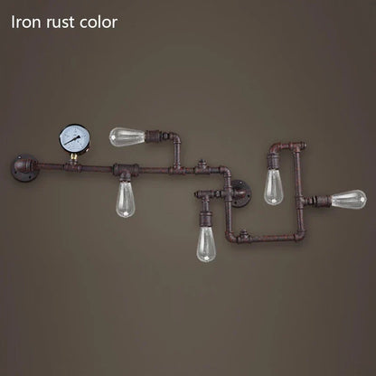 Decorbites™ Luces de Pared para Tuberías Industriales de Agua, Sconces de Pared Retro de Hierro con Óxido, Accesorios de Iluminación Vintage para el Hogar