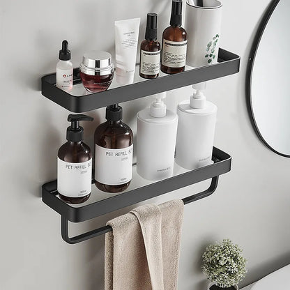 DecorBites™ Glass Corner Shelf with Bar for Bath and Kitchen Storage