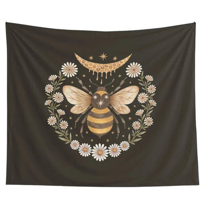 Decobites Honey Floral Bee Daisy Flower Wall Decor Tapestries for Bedroom and Living Room