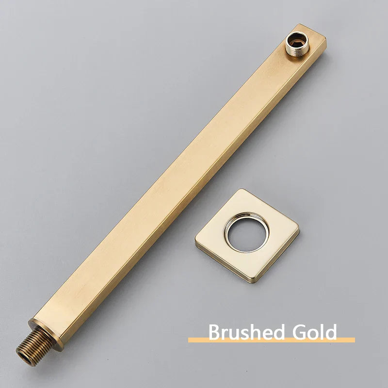 DecorBites™ Gold Stainless Steel Shower Arm & Head Holder Wall Mount Fixed Pipe