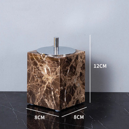 DecorBites™ Emperador Dark Marble Bathroom Set: Toothbrush Holder, Soap Dish, Soap Dispenser