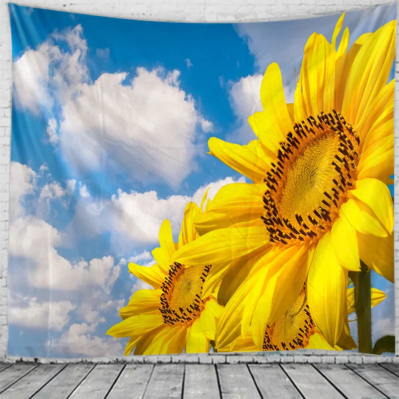 DecorBites™ Datura Hippie Bohemian Tapestry: Plant Home Decor Wall Hanging Yoga Mat Blanket