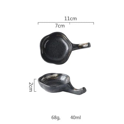 DecorBites™ Black Ceramic Sushi Plate and Rice Bowl Set