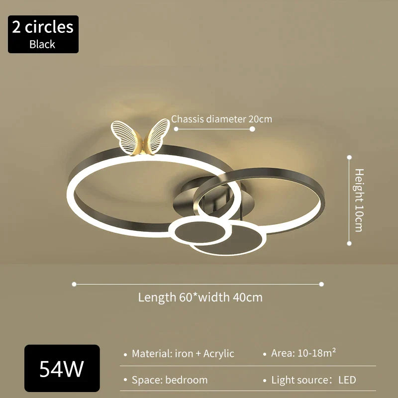 Lámpara de techo redonda moderna DecorBites™ Butterfly Light para una sala de estar luminosa y lujosa, nuevo modelo 2024