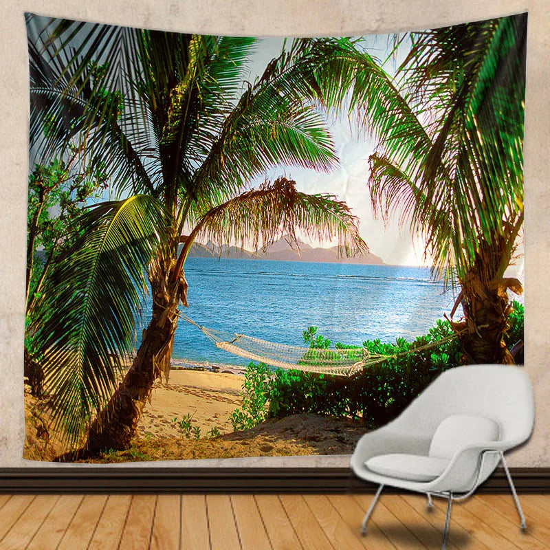 DecorBites™ Beach View Mandala Tapestry - Boho Wall Decoration for Hippie Vibes