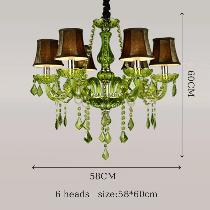 DecorBites™ Crystal Chandelier: Glamorous Green Lighting for Wedding Parlor, Bedroom, and More