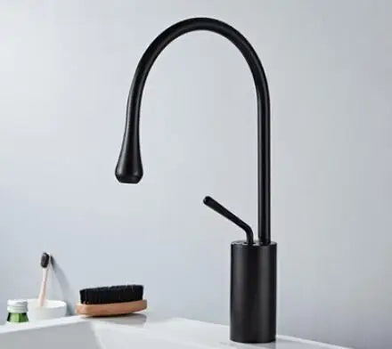 DecorBites™ Gold & Marble Basin Faucet: Single Handle Swivel Sink Water Crane