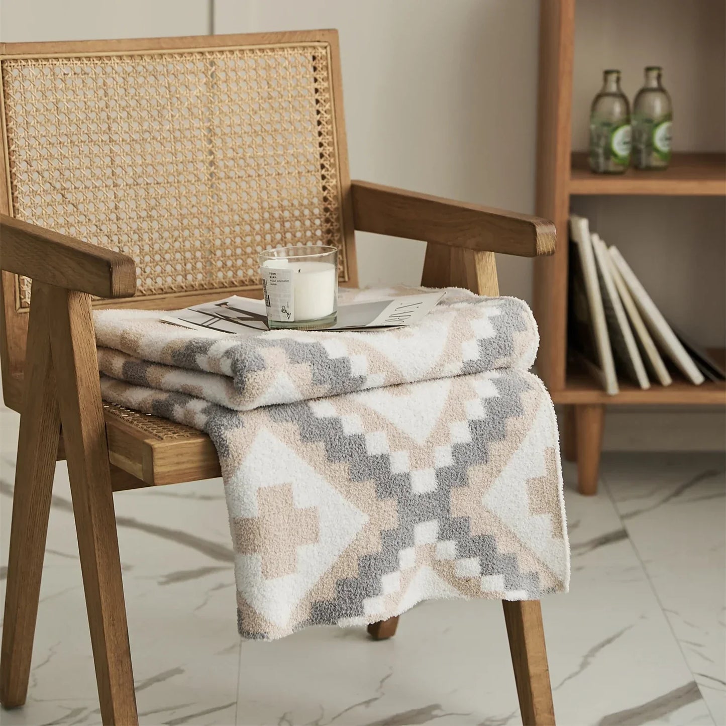 DecorBites™ Knitted Geometric Quilt Blanket – Soft & Cozy Home Decor Blanket