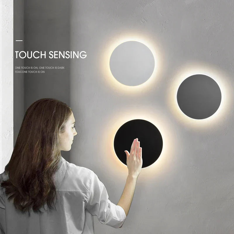 DecorBites™ LED RGB Round Wall Lights: Acrylic Touch Sensitive, Remote Controlled Bedroom Indoor Decor