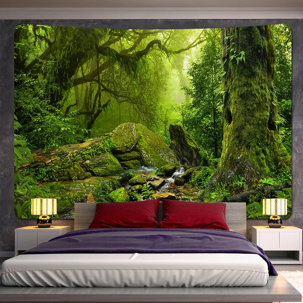 Decobites Virgin Forest Home Decoration Tapestry - Hippie Bohemian Psychedelic Scene Art