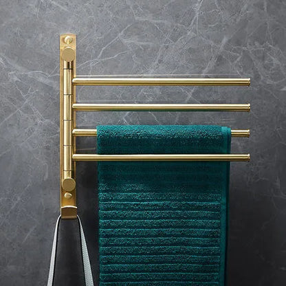 DecorBites™ Brass Bath Hardware Set: Shelf, Towel Rack, Paper & Toilet Brush Holder in Brushed Gold