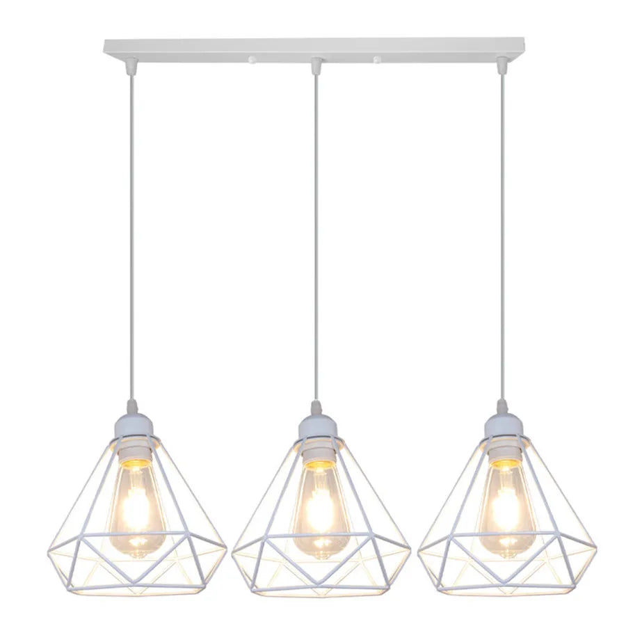 DecorBites™ Diamond Cage Wrought Iron Pendant Light for Dining Room and Kitchen Island