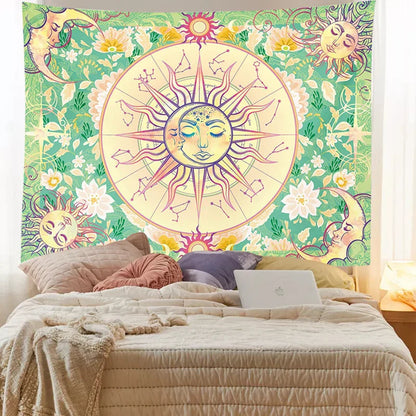 Bohemian Sun Moon Face Tapestry Art for Bedroom Living Room by Decobites