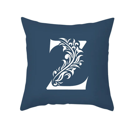 DecorBites™ Blue Letter Pillowcase Solid Color Fleece Sofa Cushion, 45x45CM