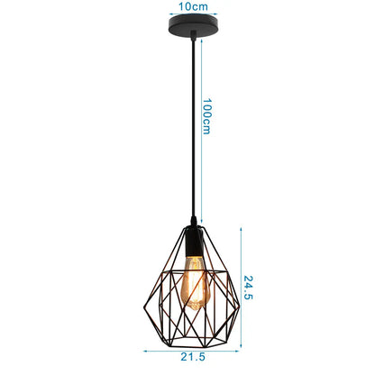 DecorBites™ Iron Cage Chandelier Loft Ceiling Light for Kitchen Bedroom Living Room