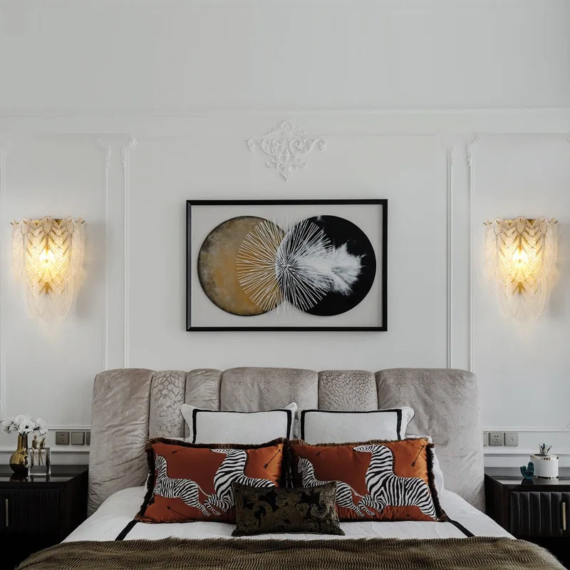 DecorBites™ Crystal Feather Wall Lamp: Modern Luxury for Bedroom, Living Room & Restaurant