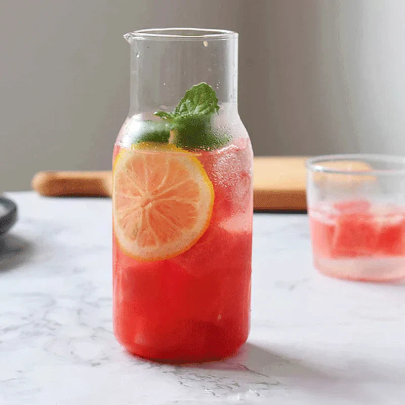 DecorBites™ Glass Drinkware Set - Strong Borosilicate Glass - Cold Drink Cup, Tumbler, Juice Milk Pot