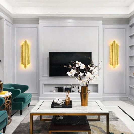 DecorBites™ Gold LED Wall Lamp for Modern Minimalist Living Room, Bedroom, Study - Indoor Light Fixtures