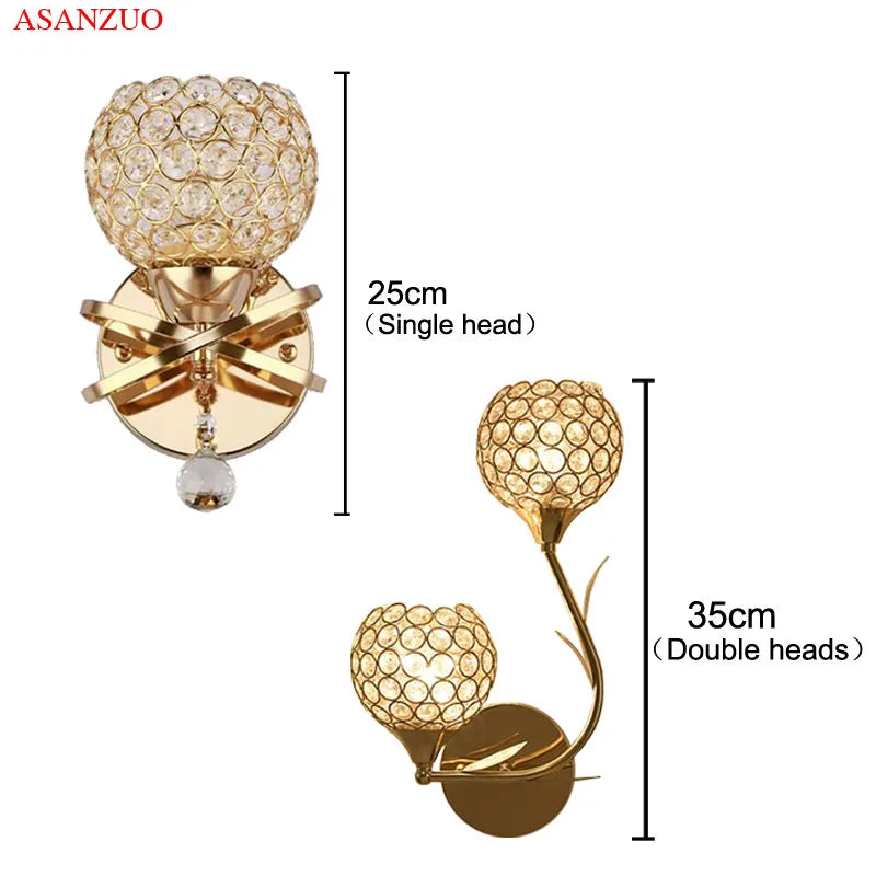 DecorBites™ Golden Crystal Wall Lamps - Luxury Lighting Fixtures for Home Decor