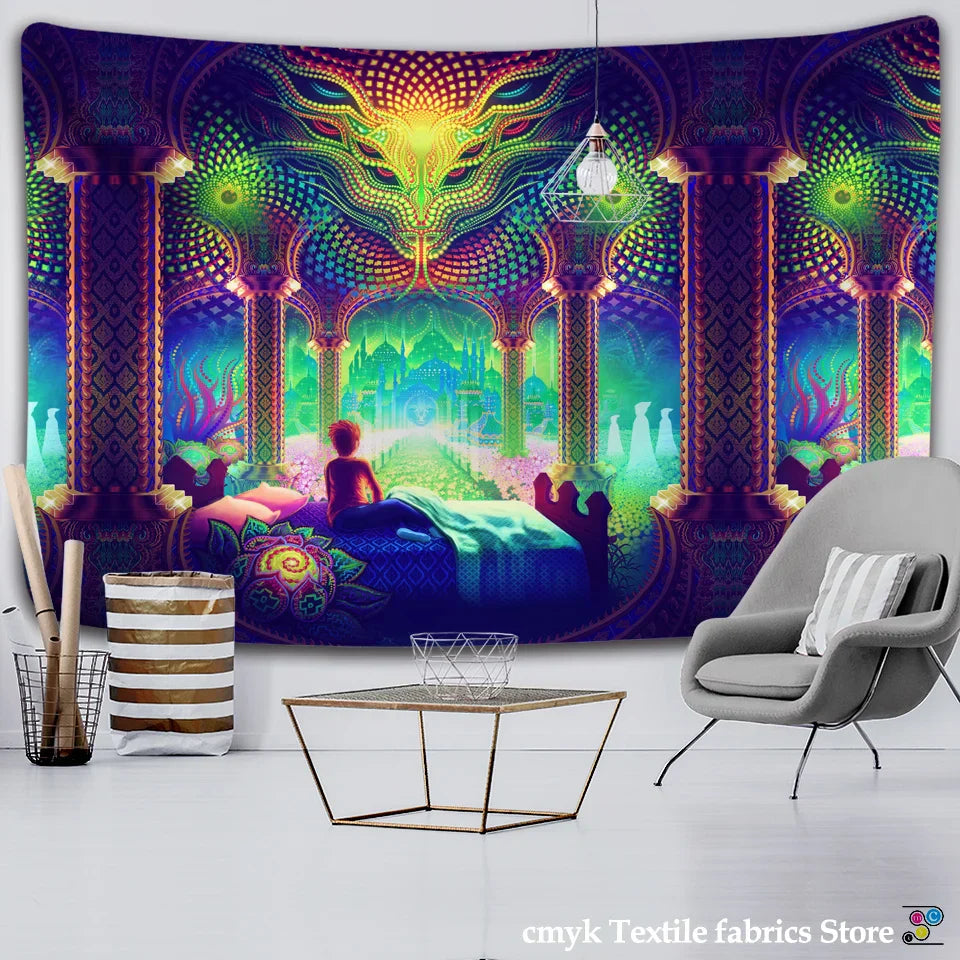 Decobites Trippy Tapestry Hippie Wall Hanging for Witchcraft Decor