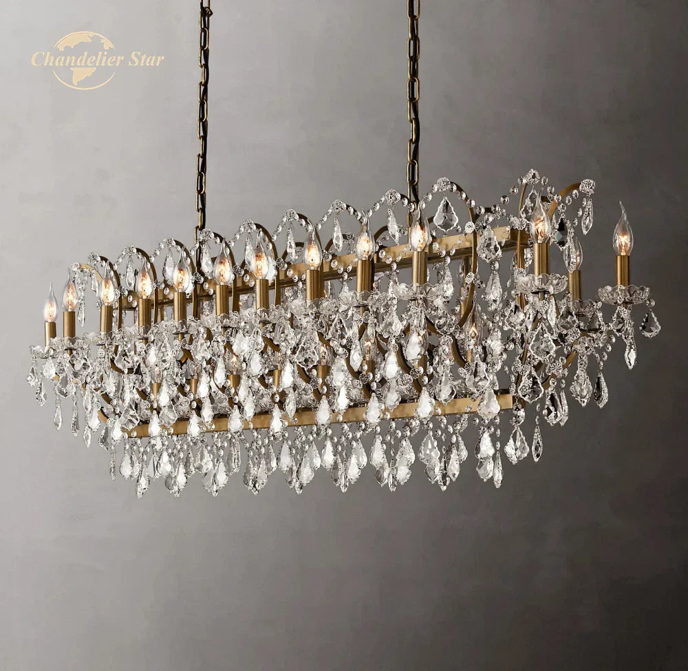 DecorBites™ Crystal Iron Chandelier: Modern Brass Candle Chandeliers for Living Dining Room
