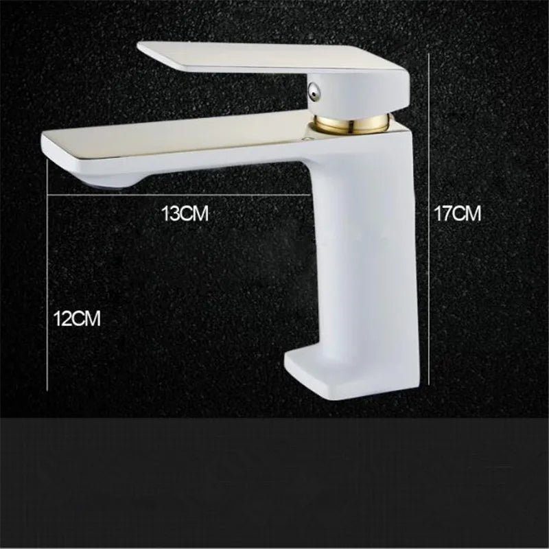 Grifo de Lavabo Gold Basin™ Decorbites: Grifo Mezclador Moderno para Lavabo de Baño, Control de Agua Caliente y Fría