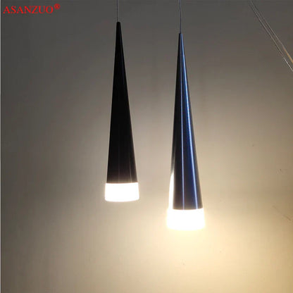 مصباح معلق LED من DecorBites™ بقوة 5 وات - أنبوب ألومنيوم فضي/أسود لجزيرة المطبخ