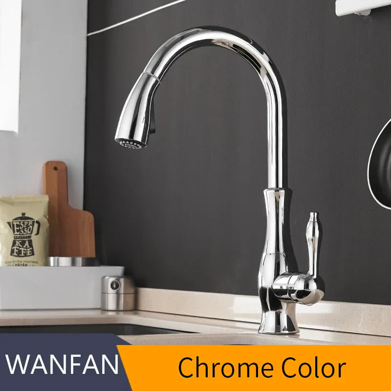 Grifo de Cocina Oro Decorbites™ Asa Única con Extracción y Giro Mezclador de Agua
