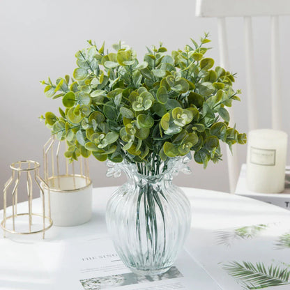 DecorBites™ Eucalyptus Leaves Vase: Artificial Plants for Home, Christmas, Wedding, Garden, Floristics