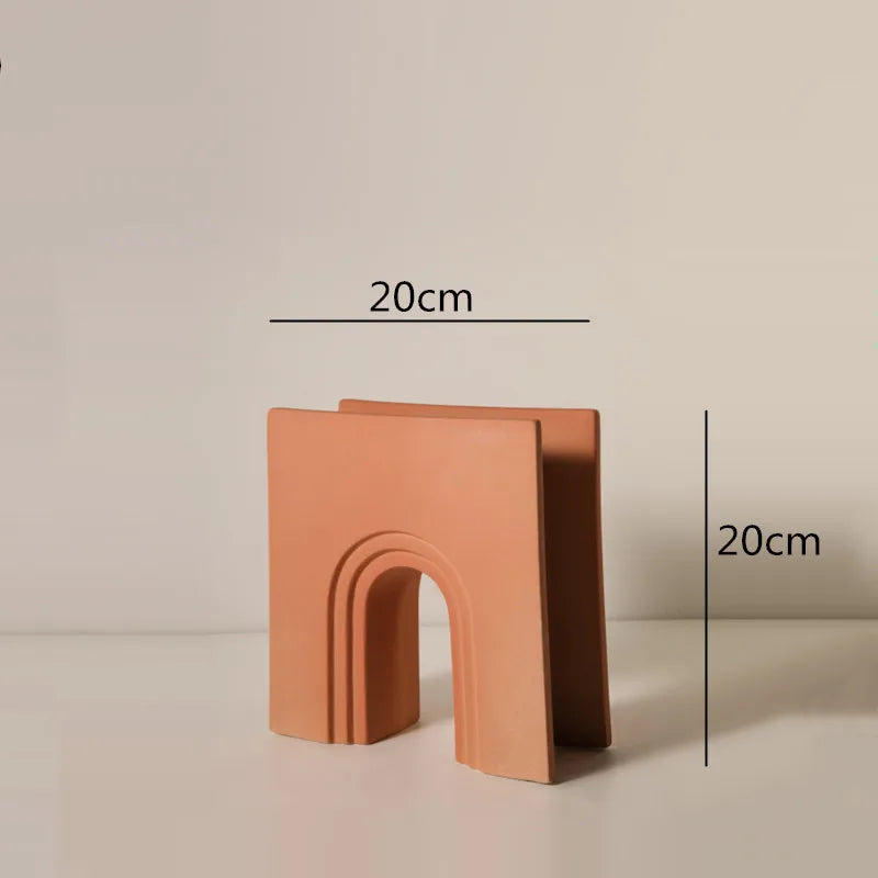 Jarrón de cerámica DecorBites™ con rayas geométricas para decoración del hogar y manualidades con arreglos florales