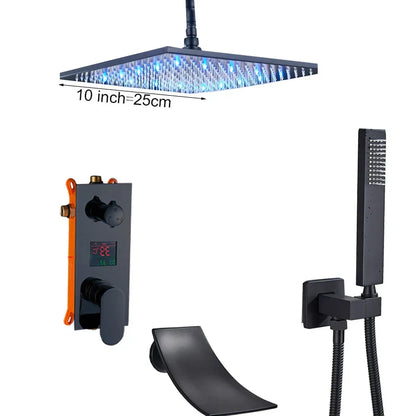 DecorBites™ Light Shower Faucet Set: Wall Mounted Rainfall Bath Mixer with Handshower