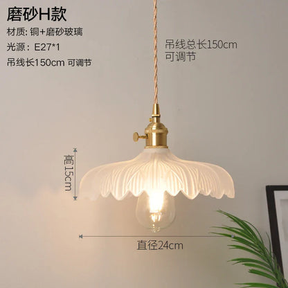 DecorBites™ Glass Copper Pendant Light: Modern Nordic Style Hanging Lamp for Kitchen, Dining, and Living Room