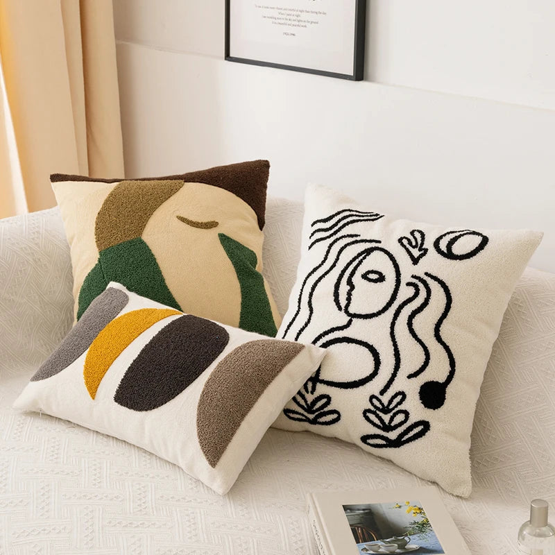 DecorBites™ Embroidery Pillow Cover 45x45cm/30x50cm Abstract Pattern for Home Decor