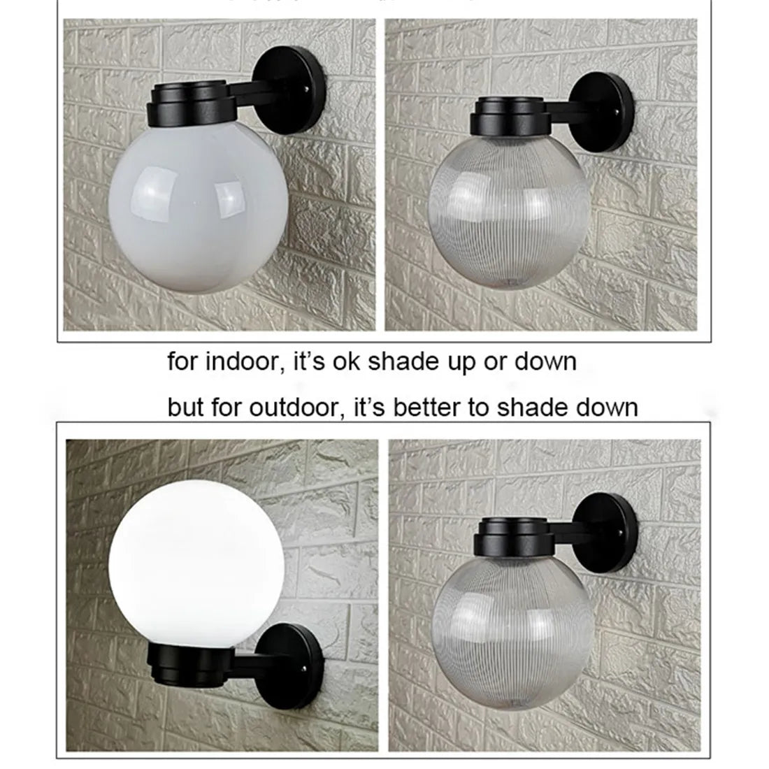 DecorBites™ Globe Shade Wall Lantern for Entryway Porch Patio, E27 Base Socket
